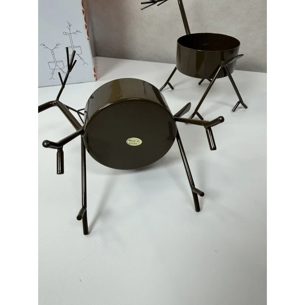 Gold Canyon Christmas Mini Reindeer Tealight Holders Set of 2 Vtg Holiday Box